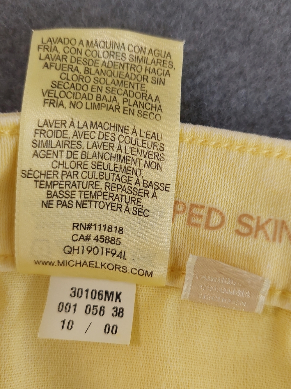 Michael Kors Womens Izzy Cropped Skinny Jeans Yellow Size 10 - Picture 8 of 10